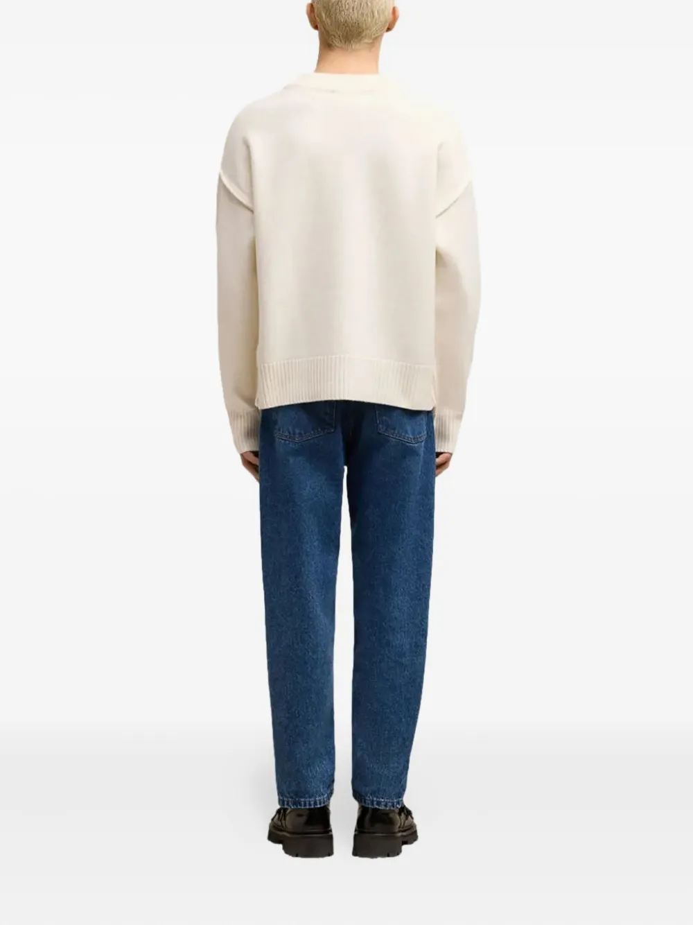 AMI Paris Ami de Coeur heart-logo wool cardigan Beige