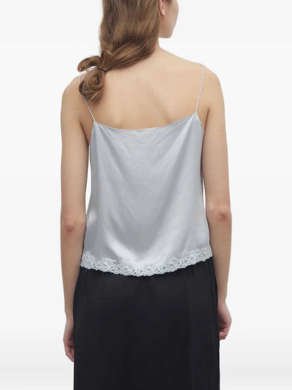 The Row Kilari zijden top met kanten afwerking Blauw