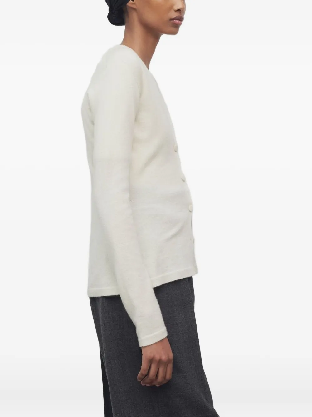 The Row V-neck Cashmere Cardigan In White
