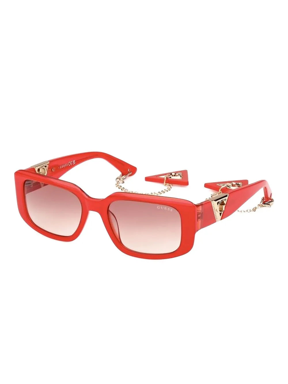GUESS EYEWEAR chain-embellished rectangle sunglasses Rood