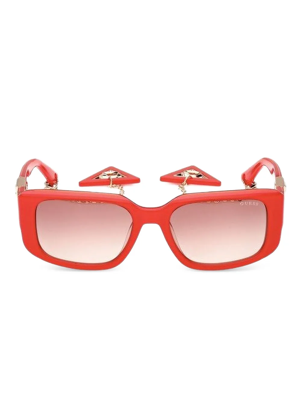 GUESS EYEWEAR chain-embellished rectangle sunglasses Rood