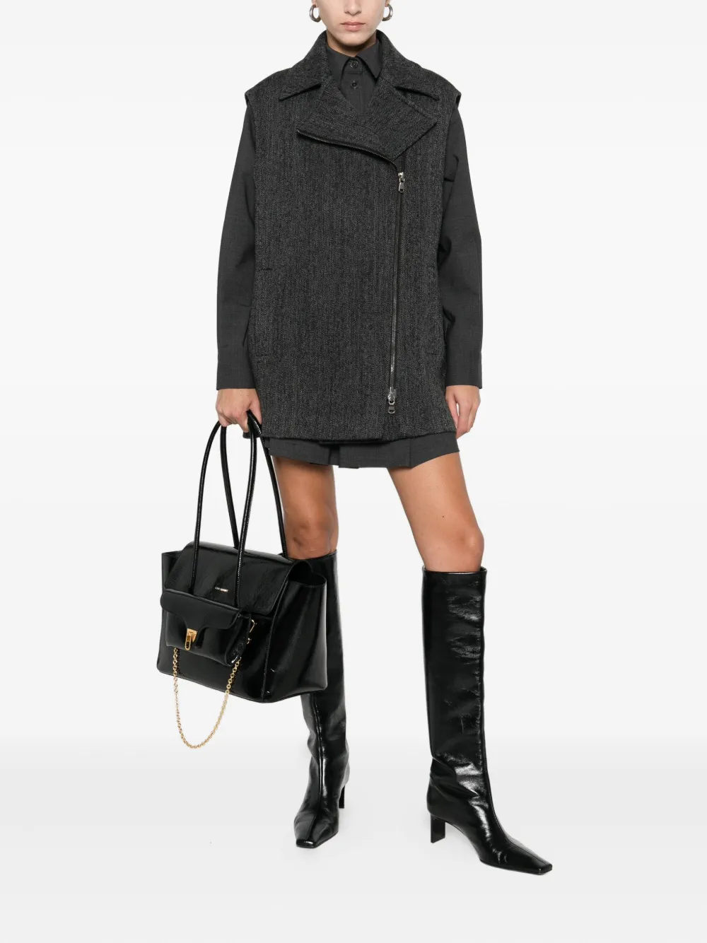 P.a.r.o.s.h Asymetric Zip Gilet In Gray