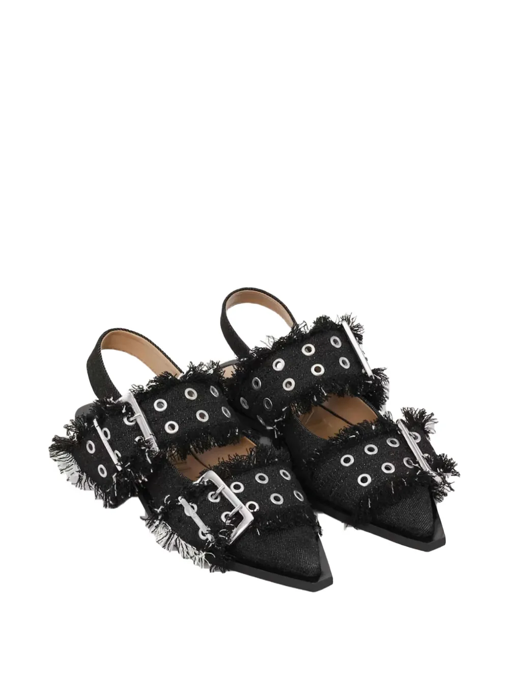 GANNI denim ballet flats Black