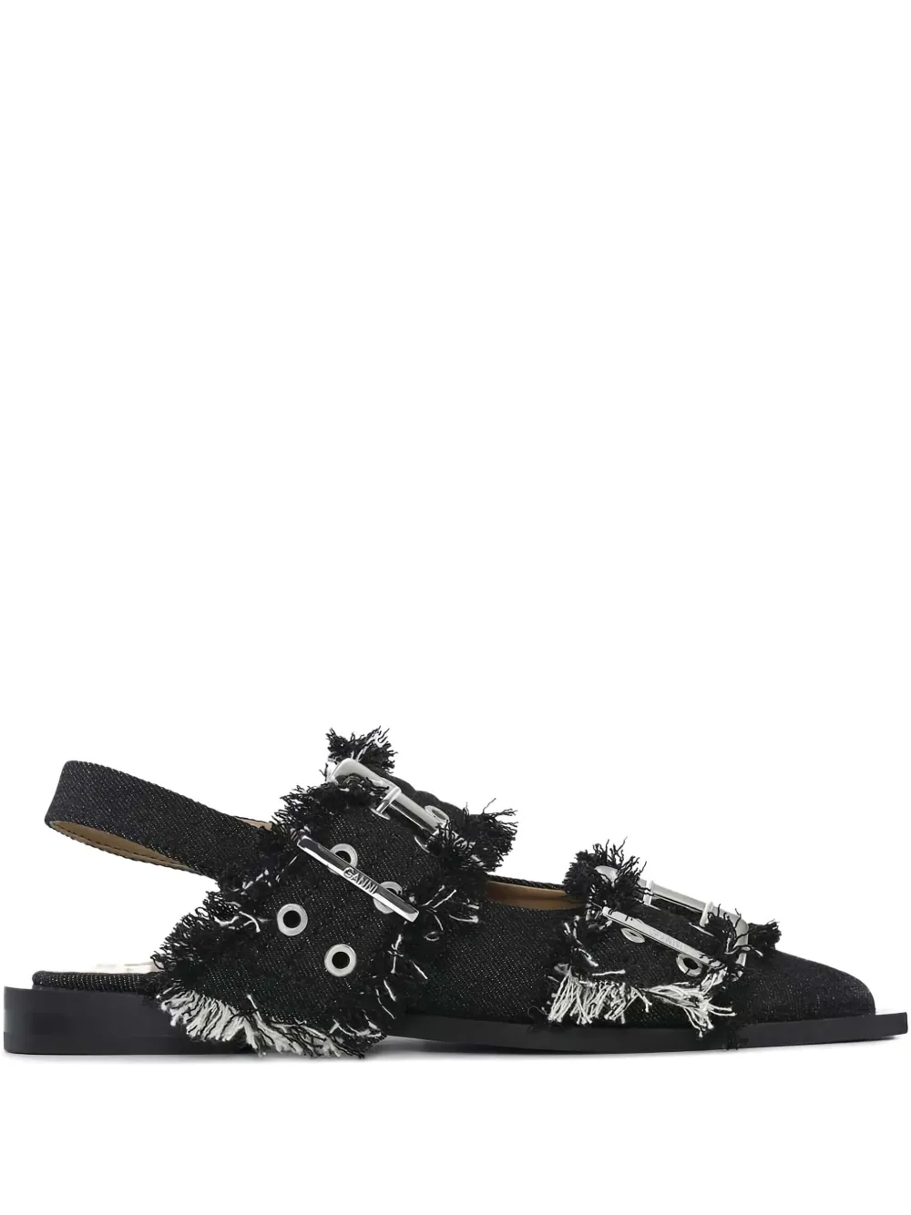 GANNI denim ballet flats Black