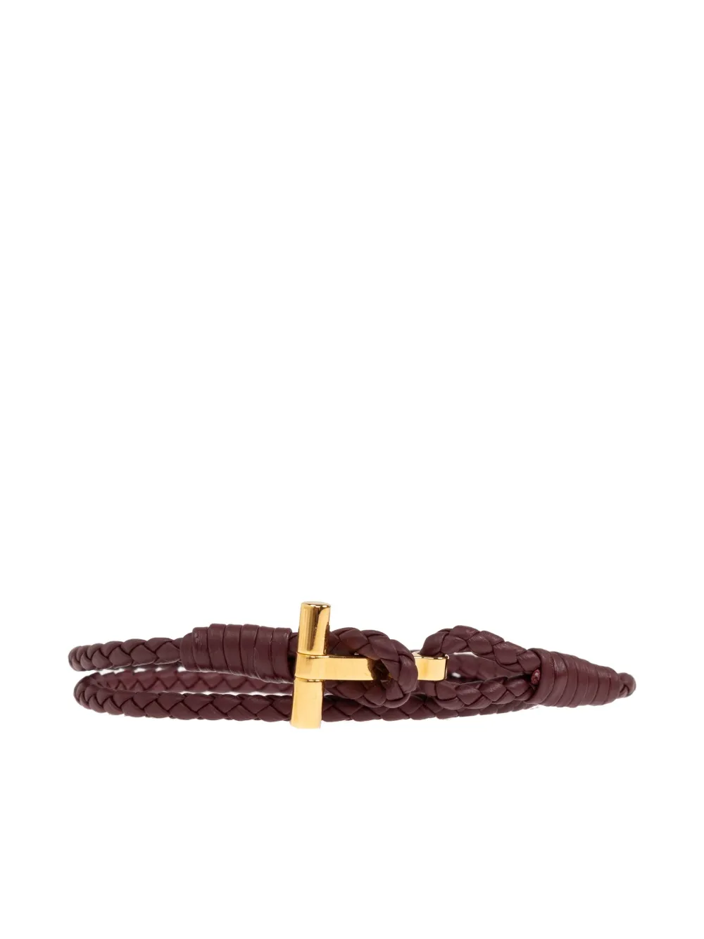 TOM FORD braided leather T-bar bracelet - Rosso