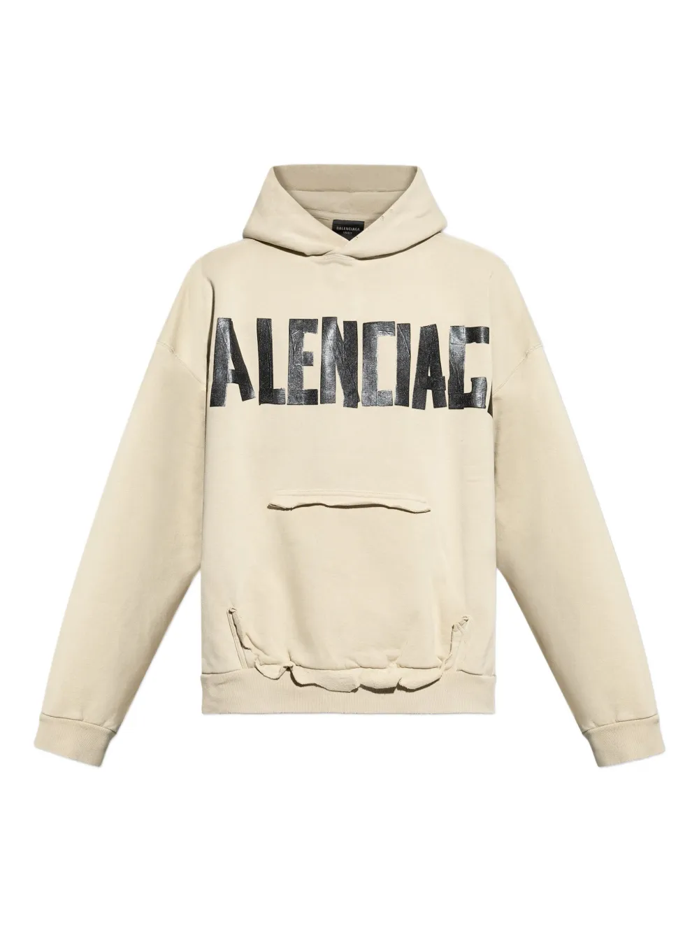 Balenciaga Hoodie met logoprint en franje Beige