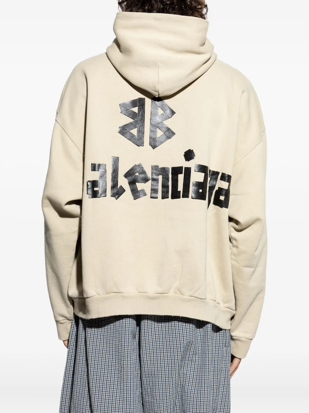 Balenciaga Hoodie met logoprint en franje Beige