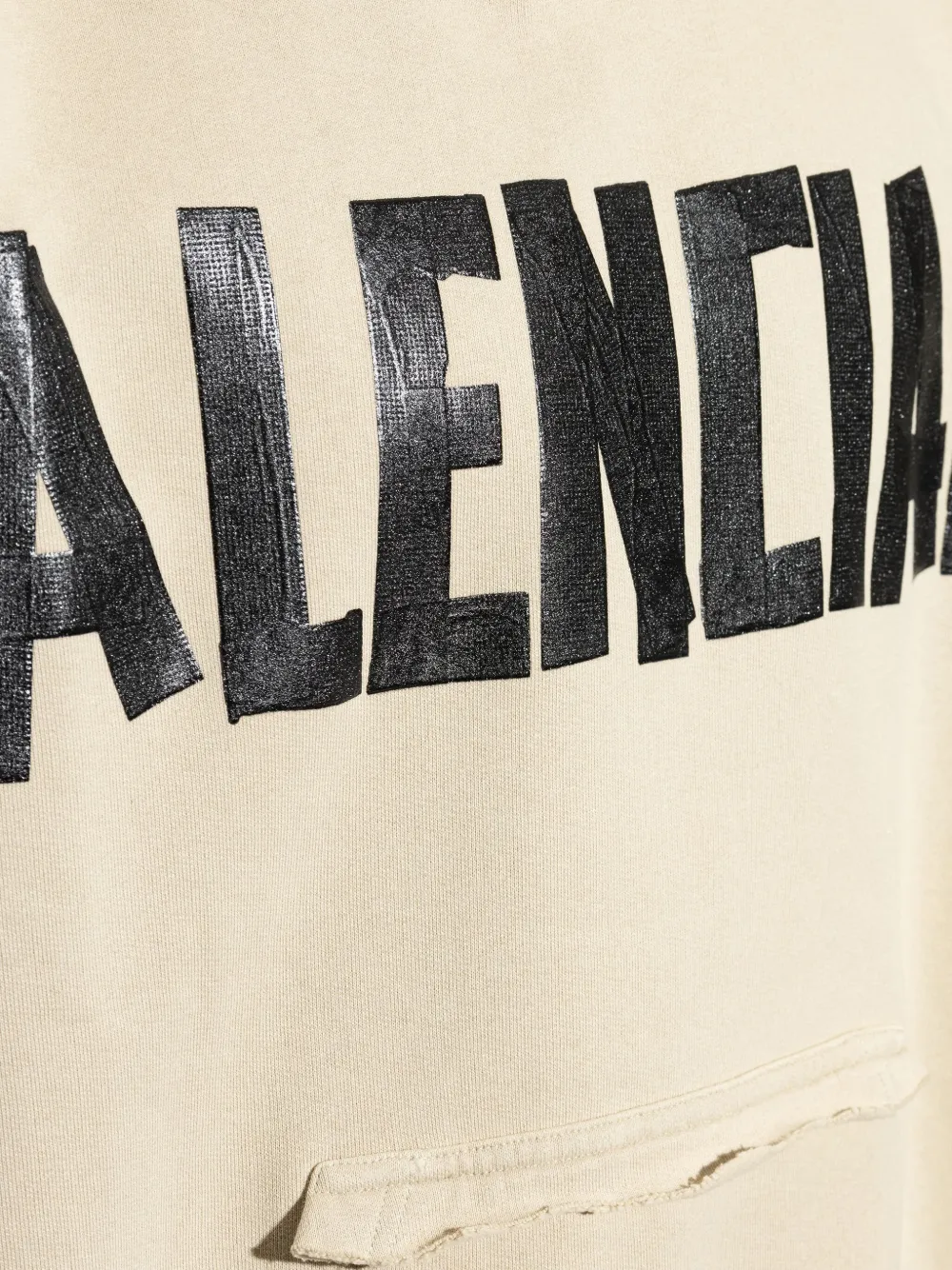 Balenciaga Hoodie met logoprint en franje Beige