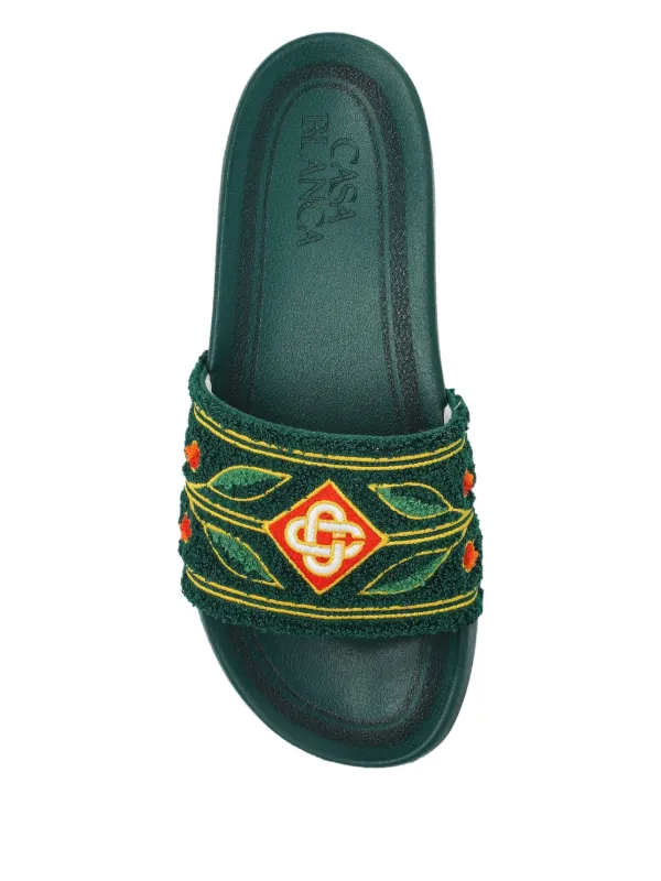 Casablanca Embroidered Slides | Green | FARFETCH display picture 1