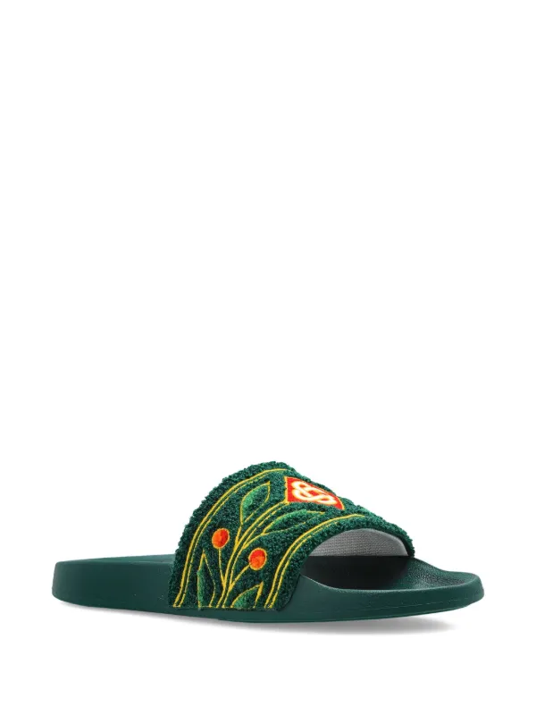Casablanca Embroidered Slides | Green | FARFETCH display picture 2