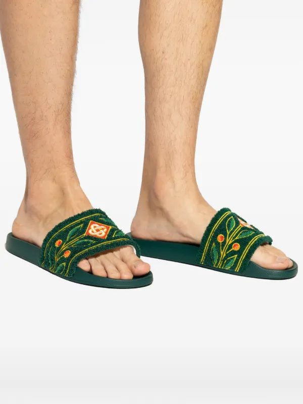 Casablanca Embroidered Slides | Green | FARFETCH display picture 1