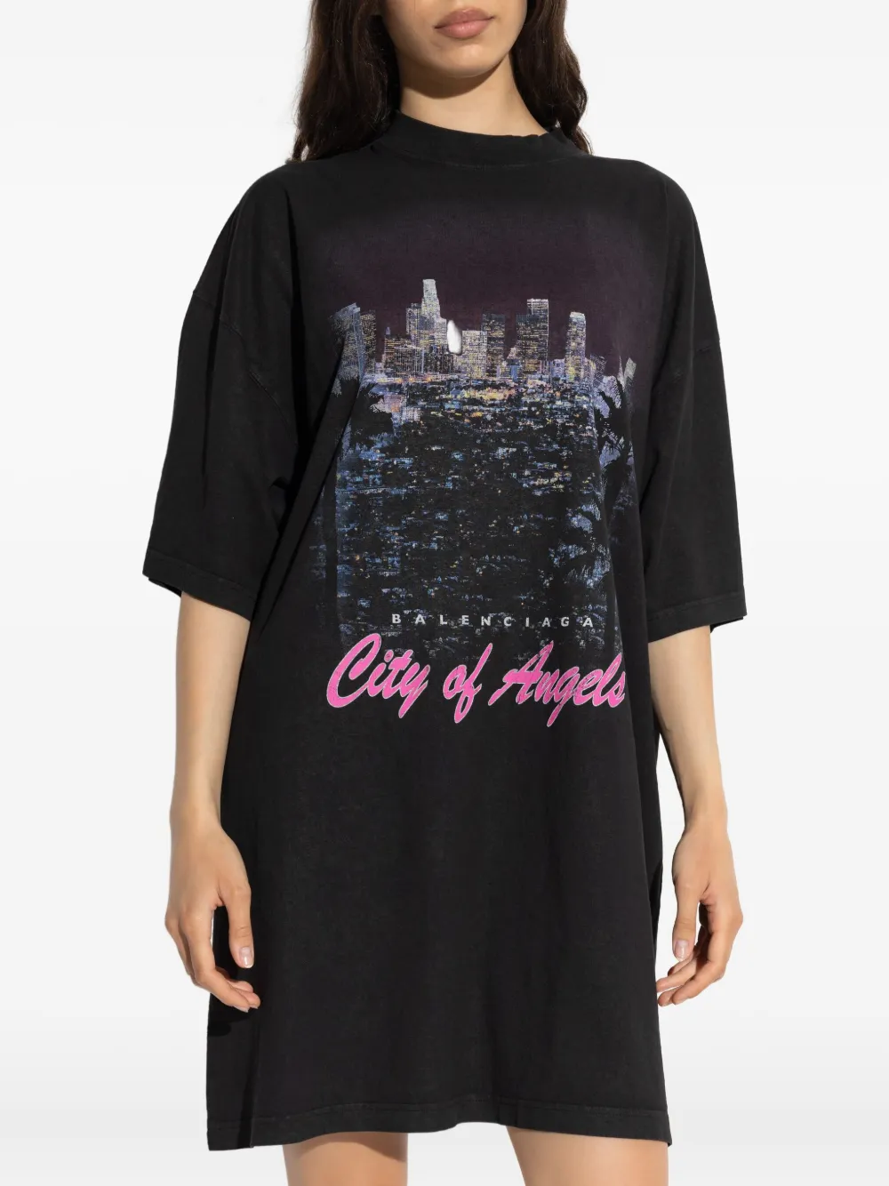 Balenciaga T-shirtjurk met print Zwart