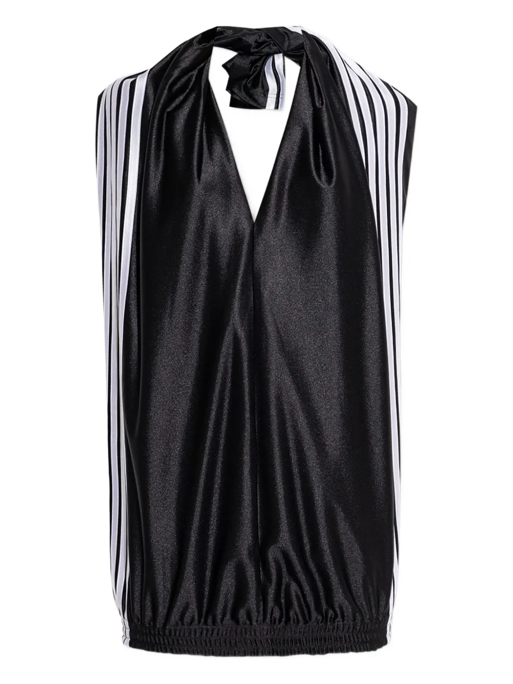 Balenciaga b-neck stripe-detail mini dress - Black