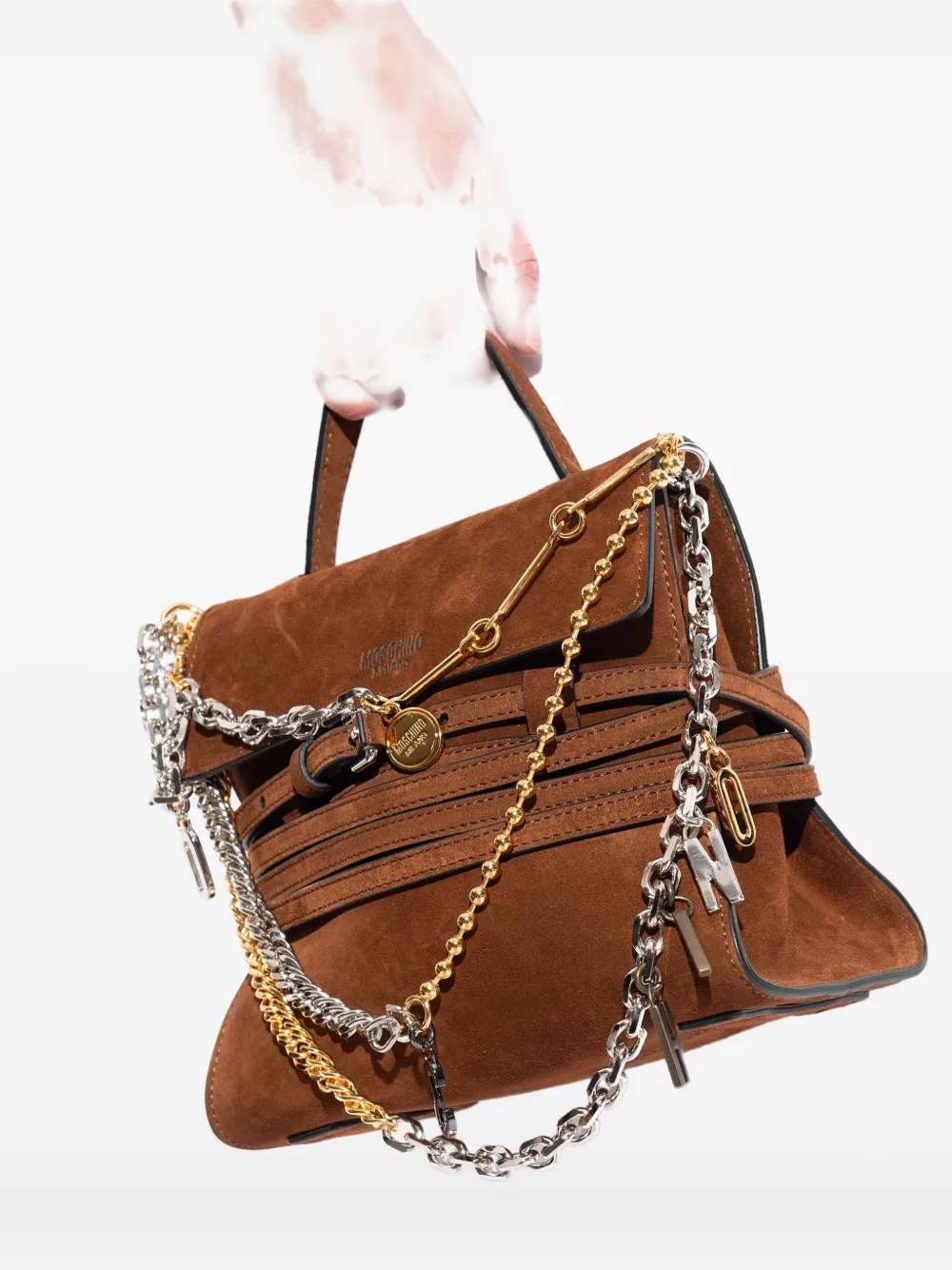 Moschino chain-link bag charm Zilver
