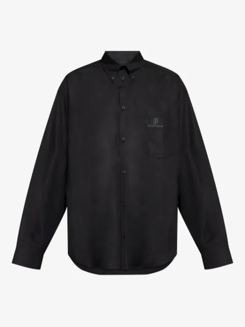 Balenciaga logo刺绣衬衫