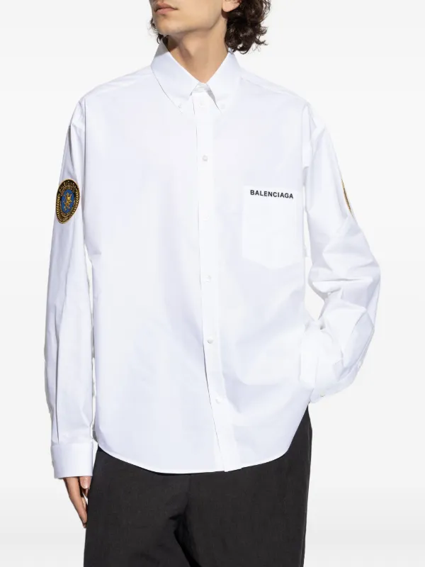 Balenciaga logo-embroidered Shirt | White | FARFETCH ZA