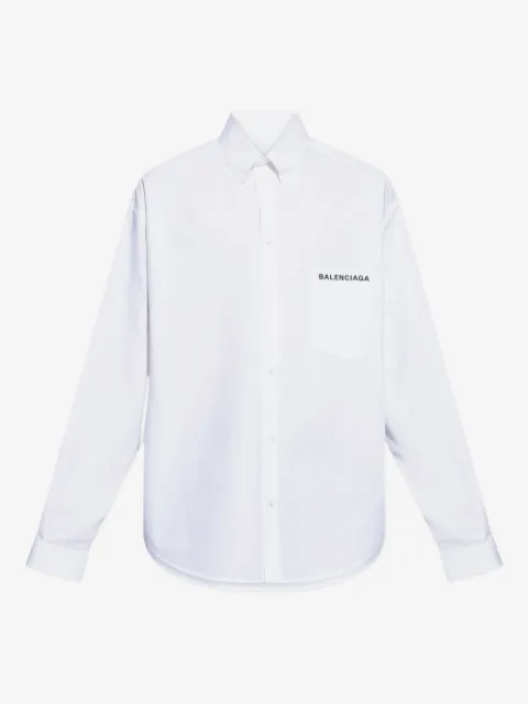 Balenciaga logo刺绣衬衫