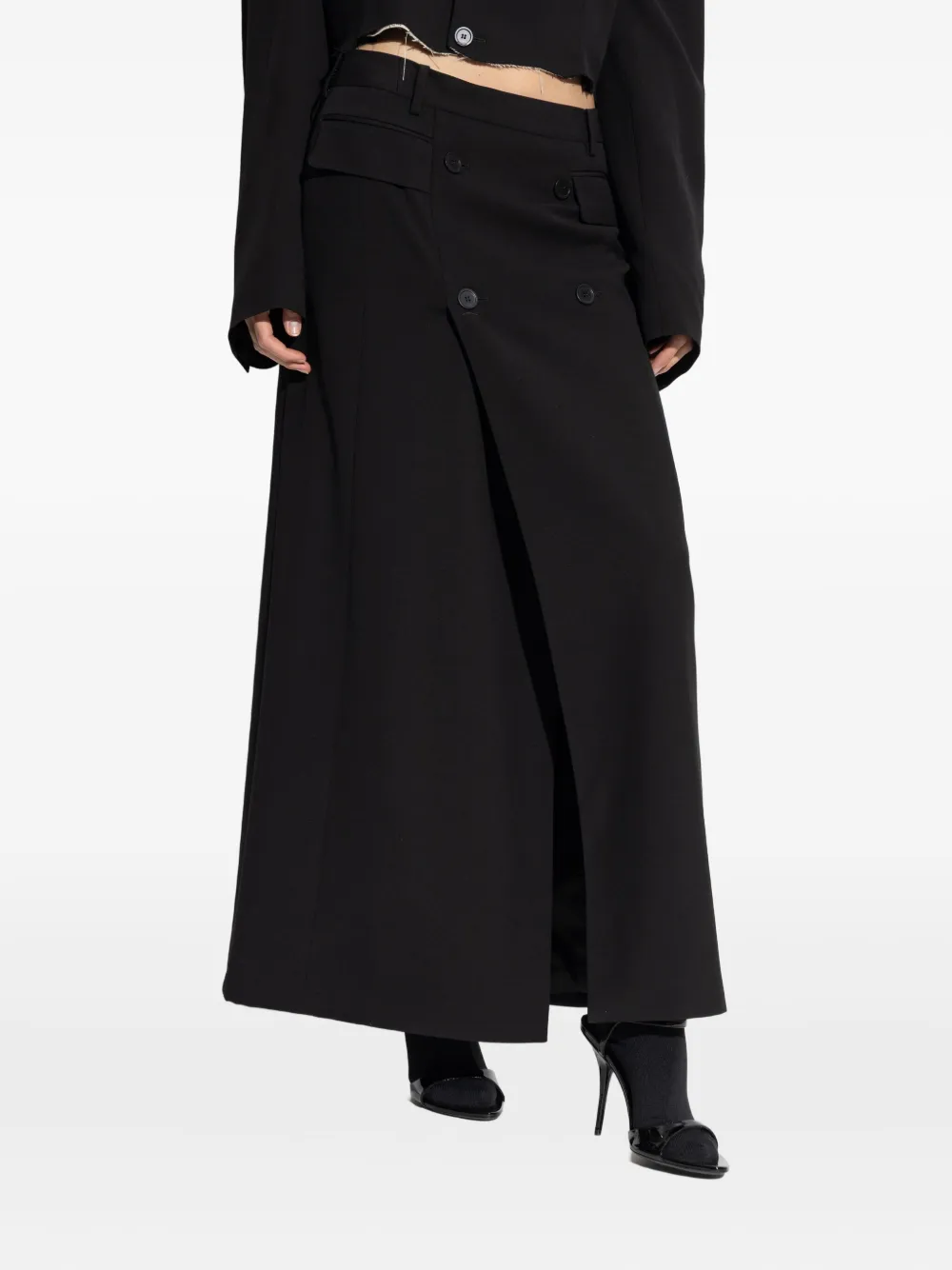 Balenciaga Rok met dubbele rij knopen en split Zwart