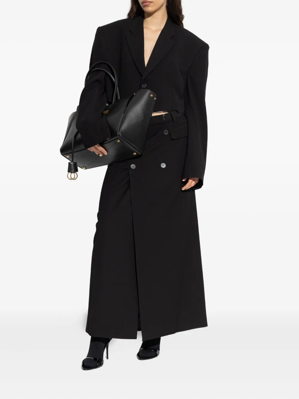 Balenciaga Rok met dubbele rij knopen en split Zwart