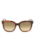 Lacoste crocodile-effect square-frame sunglasses - Brown