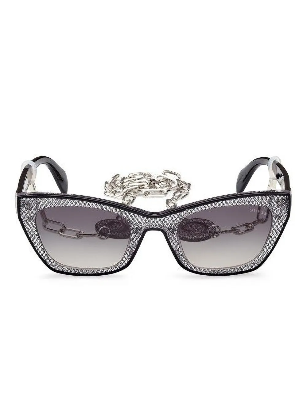 GUESS EYEWEAR chain-embellished cat-eye sunglasses - ブラック GUESS EYEWEAR chain-embellished cat-eye sunglasses - ブラック