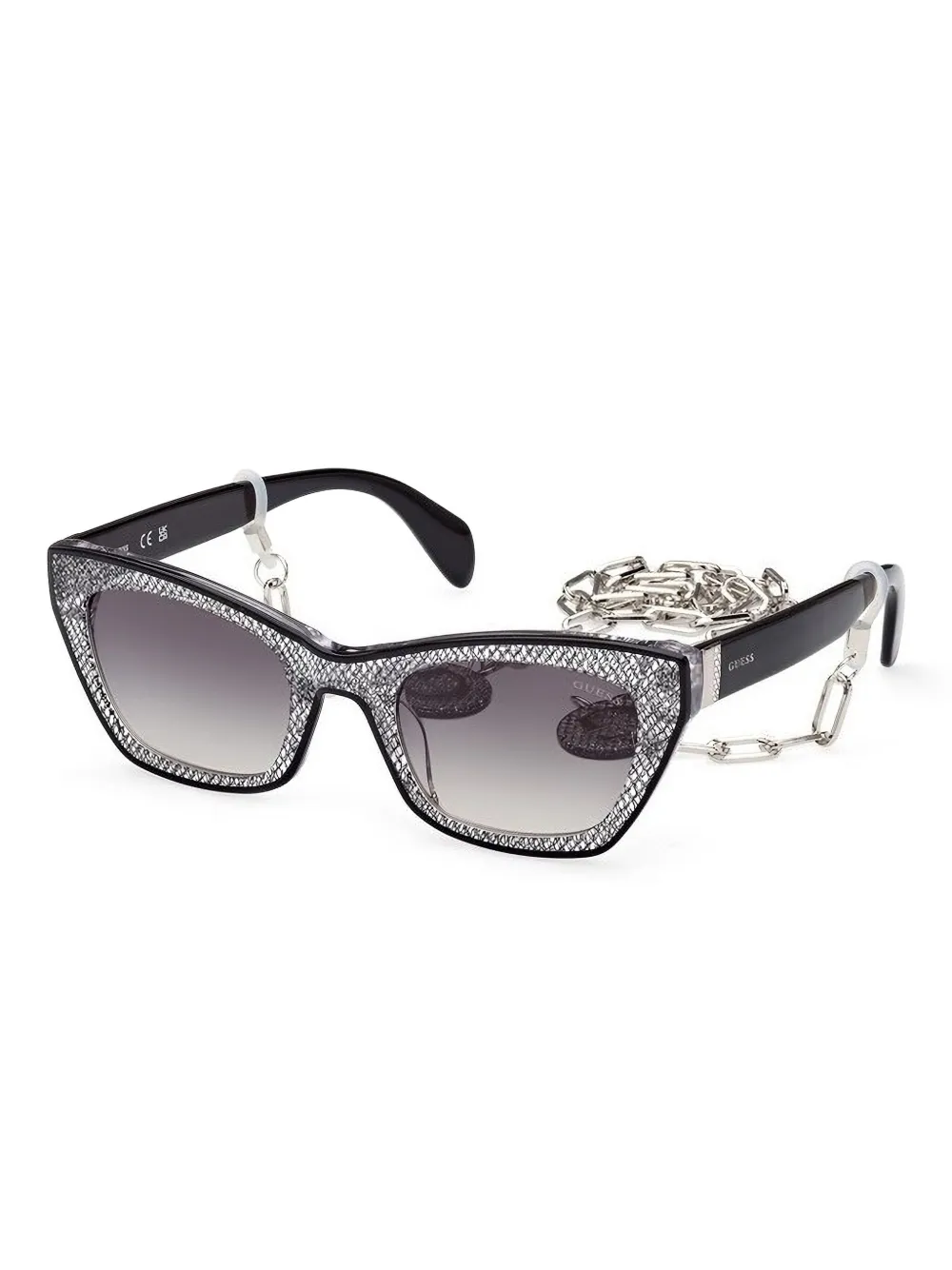 GUESS EYEWEAR chain-embellished cat-eye sunglasses - Zwart