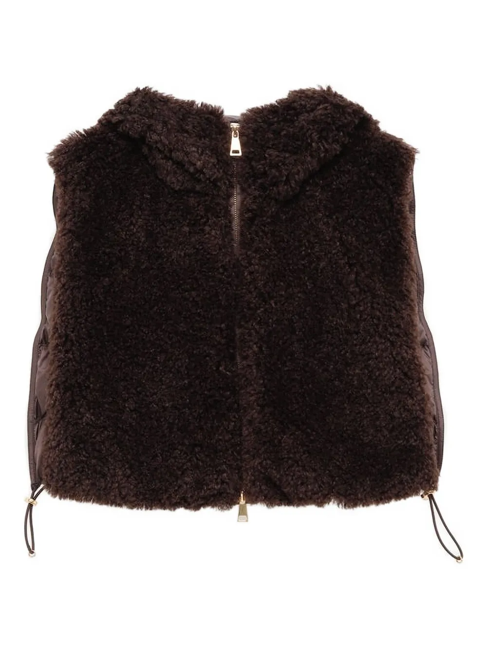 Moncler Geborstelde bodywarmer met capuchon Bruin