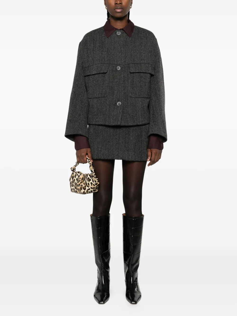 P.A.R.O.S.H. herringbone mini skirt - Grijs