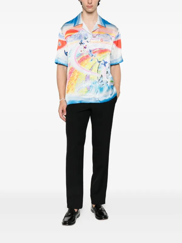 Casablanca Teacher Butterfly Landscape Shirt | Blue | FARFETCH JO