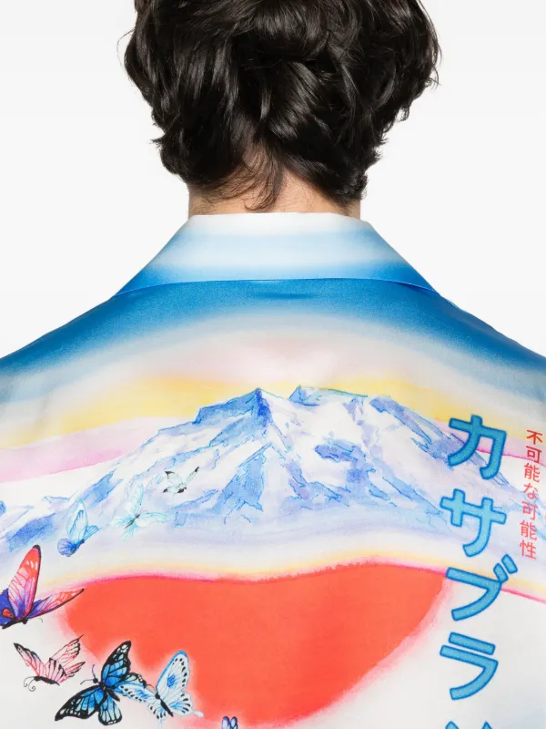 Casablanca Teacher Butterfly Landscape Shirt | Blue | FARFETCH JO