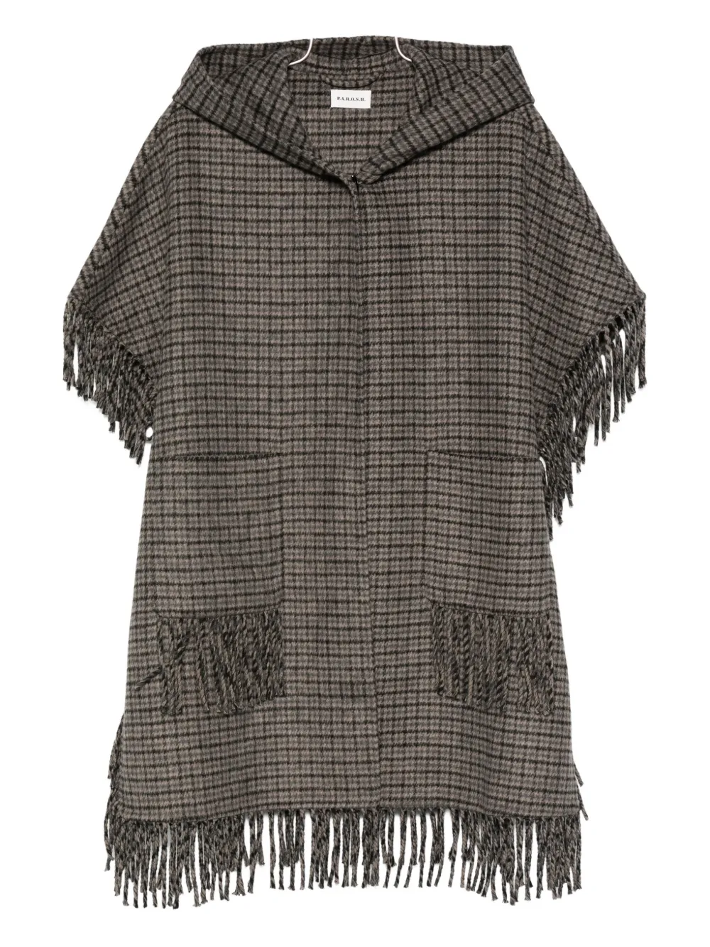 P.a.r.o.s.h Hooded Fringed Coat In Gray
