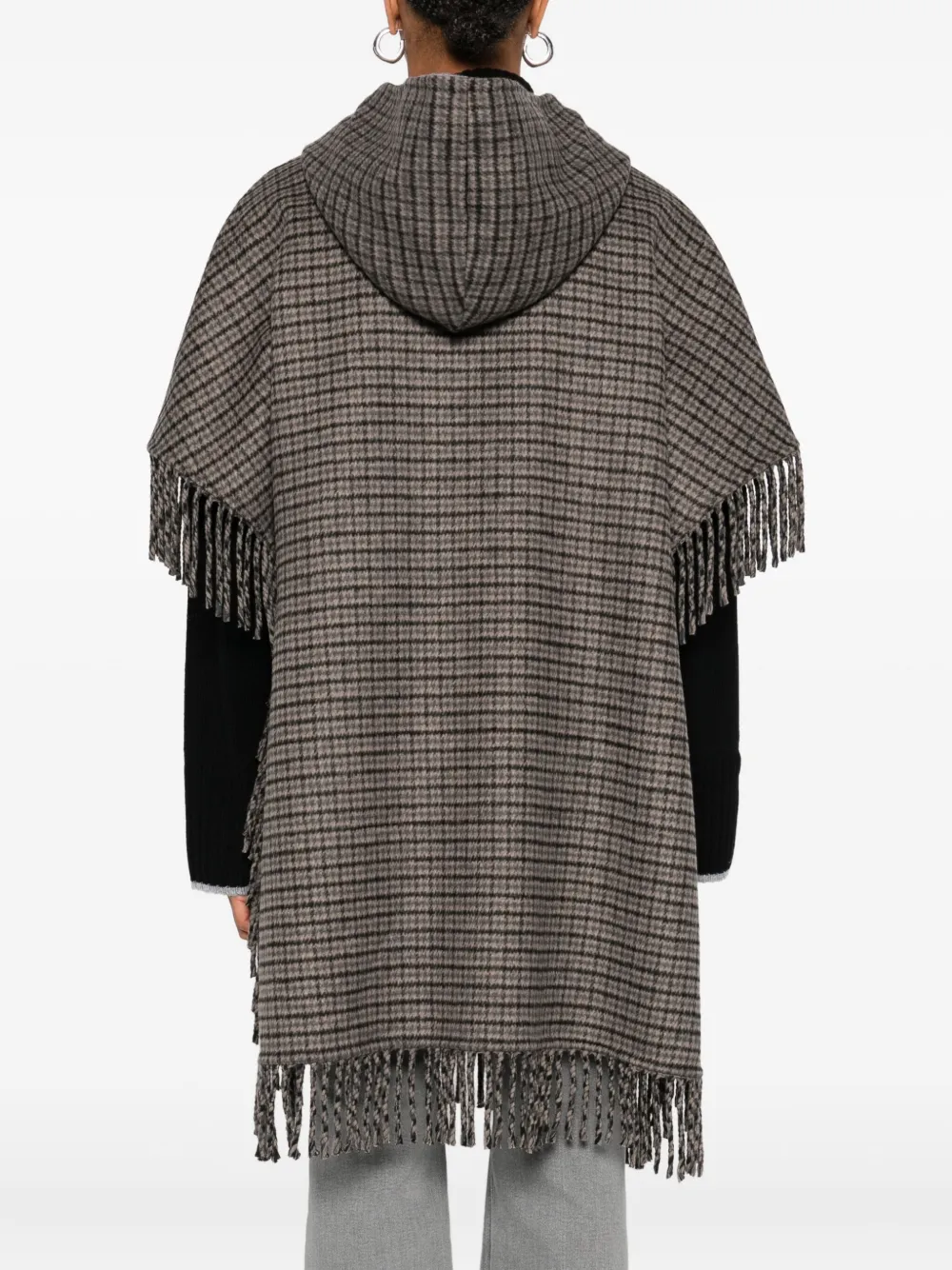 P.a.r.o.s.h Hooded Fringed Coat In Gray
