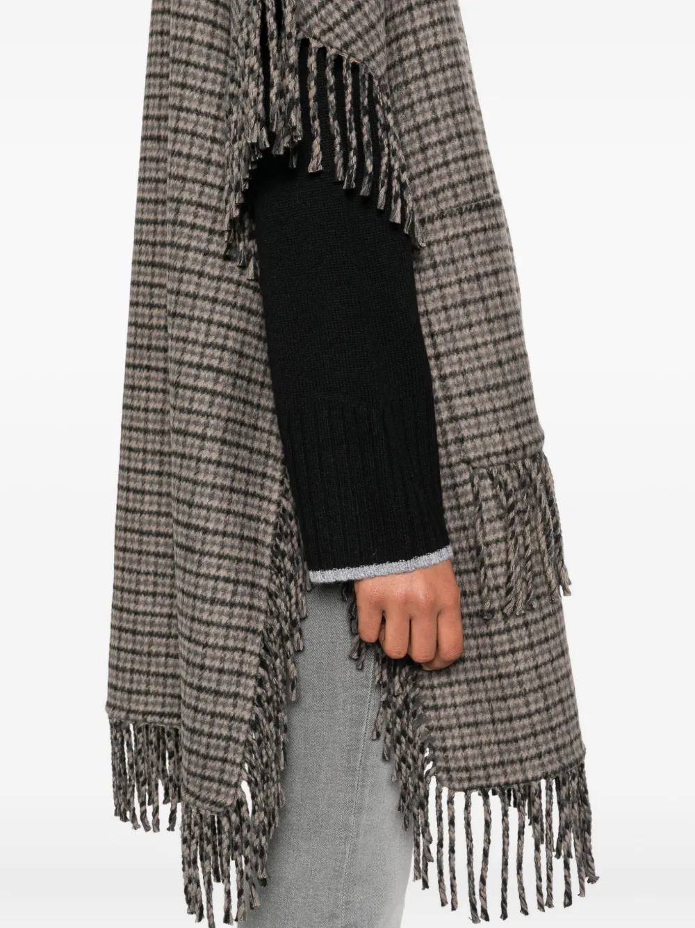 P.a.r.o.s.h Hooded Fringed Coat In Gray