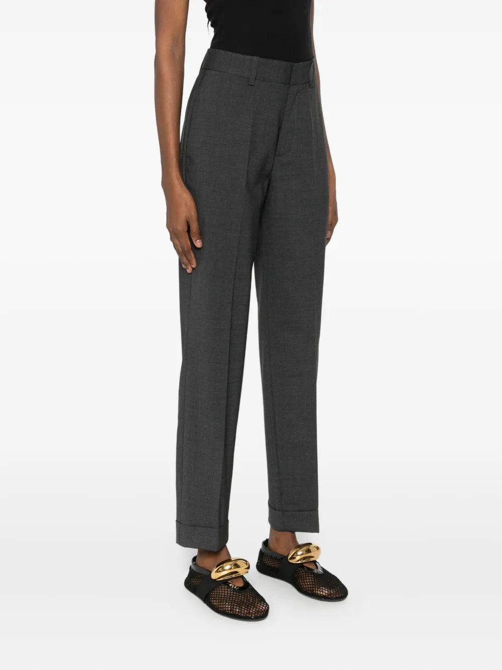 P.a.r.o.s.h Turn-up-cuffs Trousers In Gray