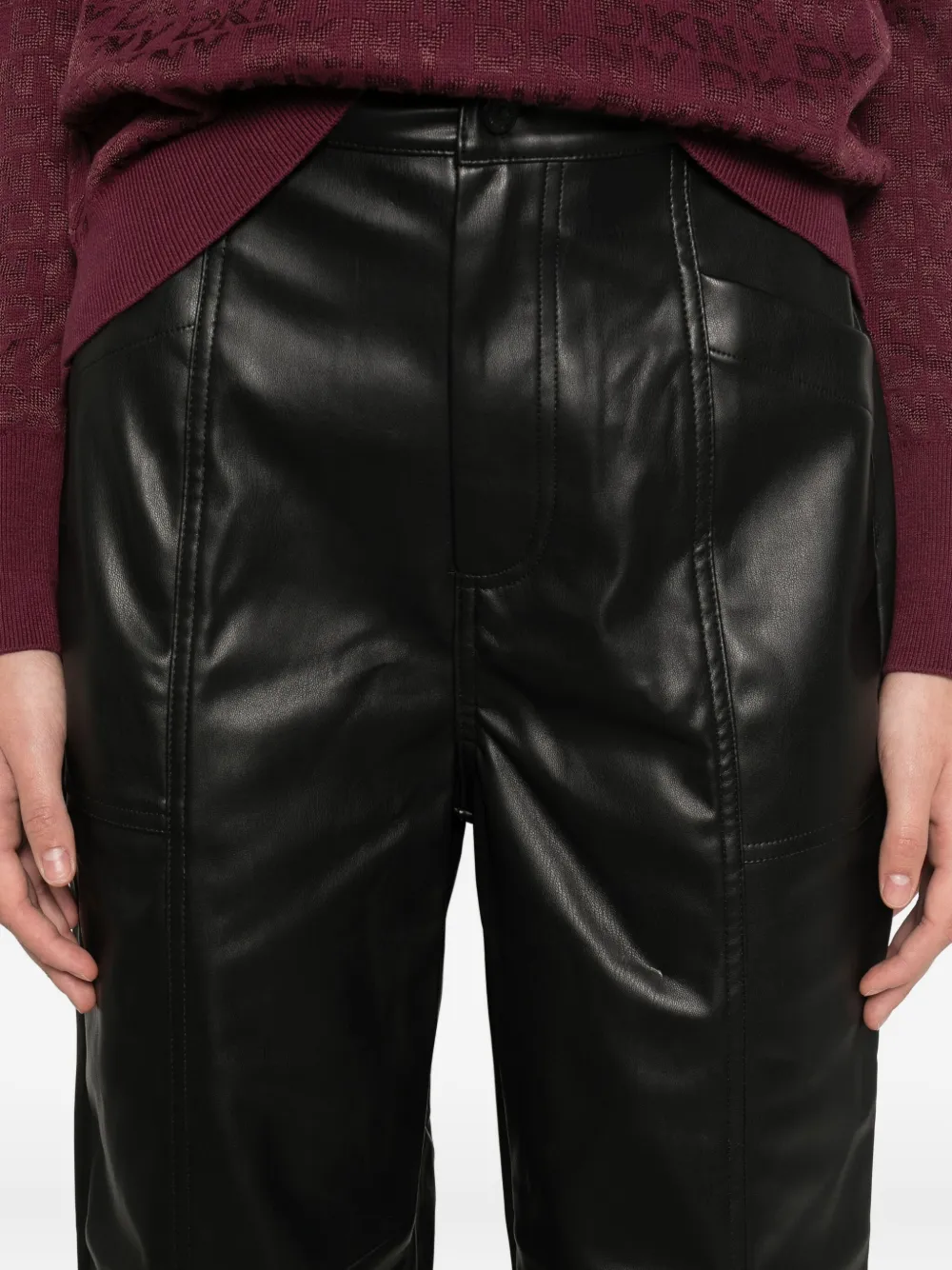 Dkny Faux-leather Trousers In Black