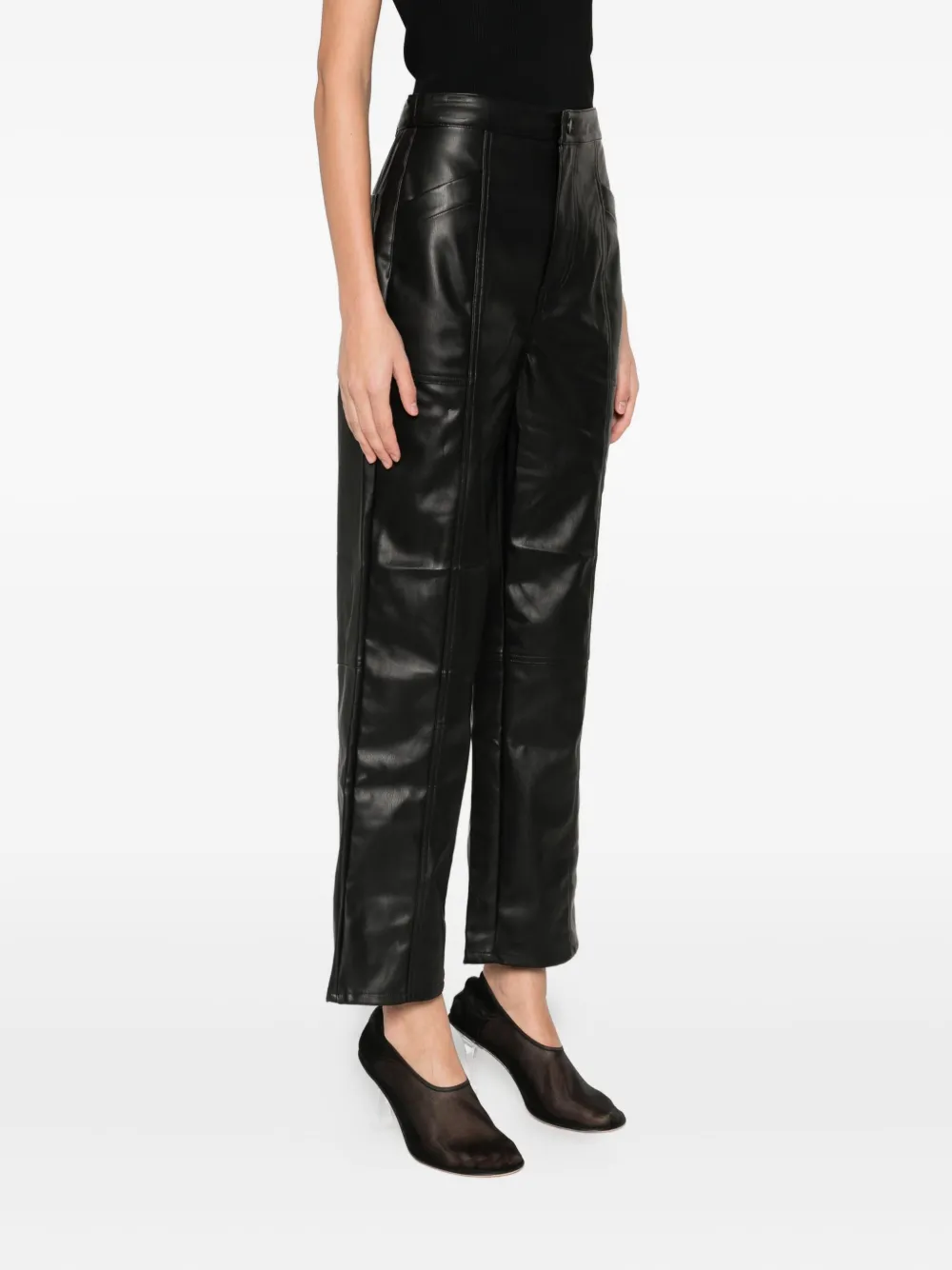 Dkny Faux-leather Trousers In Black