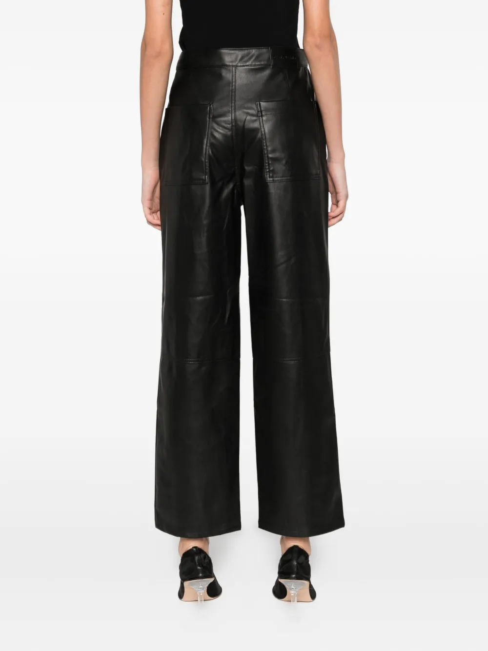 Dkny Faux-leather Trousers In Black