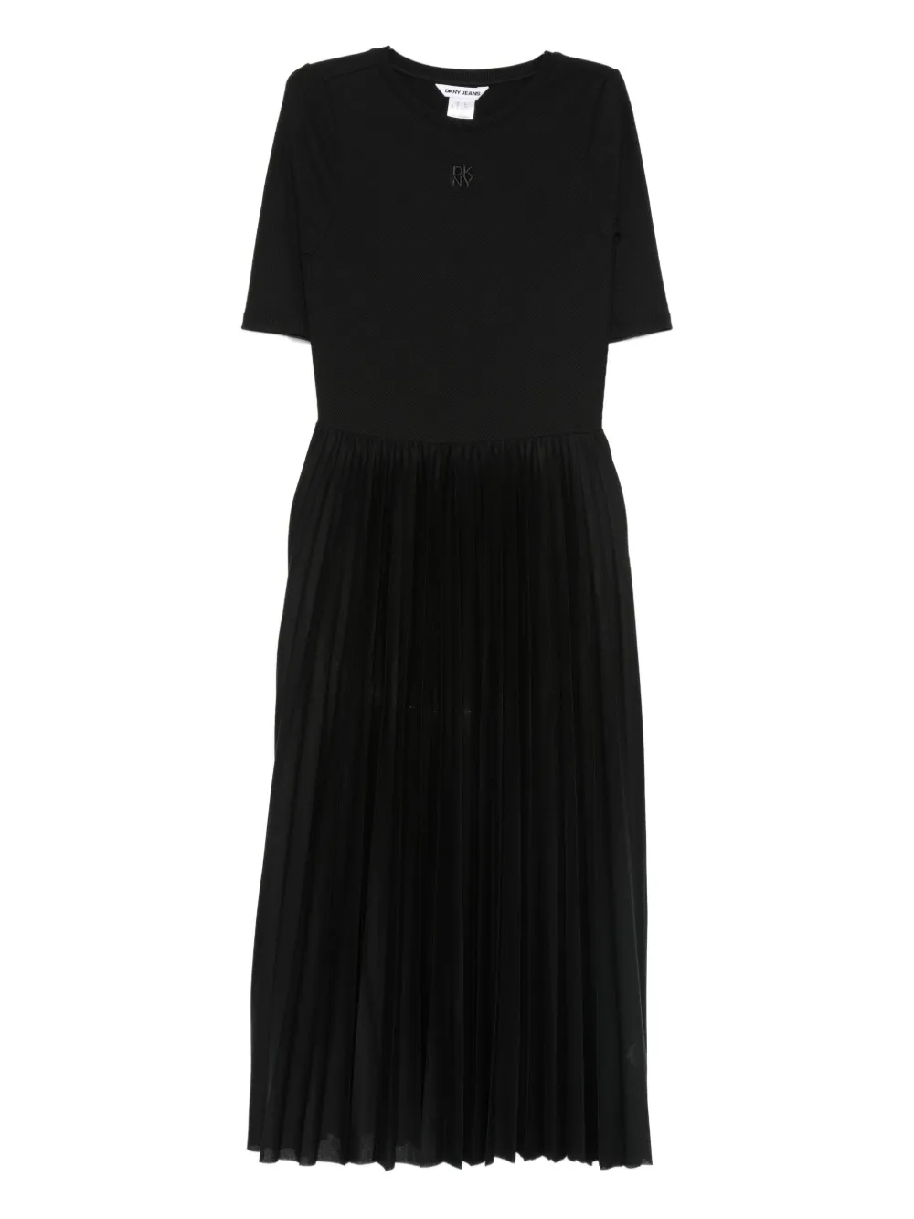 Dkny Short-sleeve Pleated Midi Dress In Black