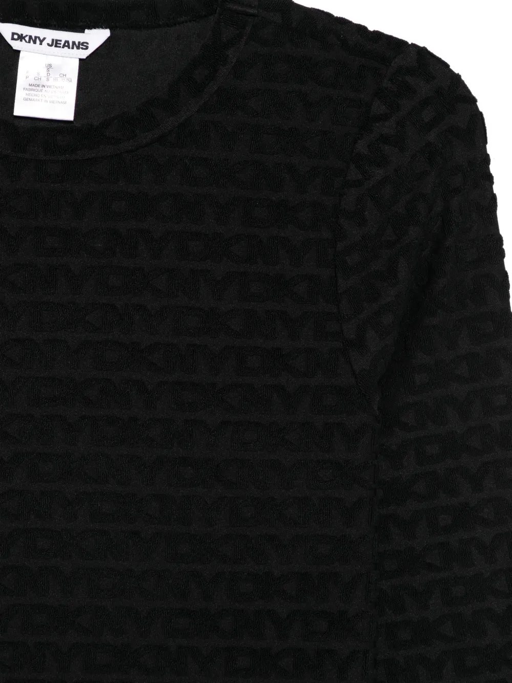 DKNY T-shirt met logo jacquard Zwart