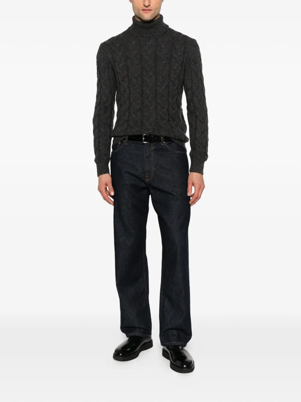 GIUUNO cable-knit roll-neck sweater - Grijs