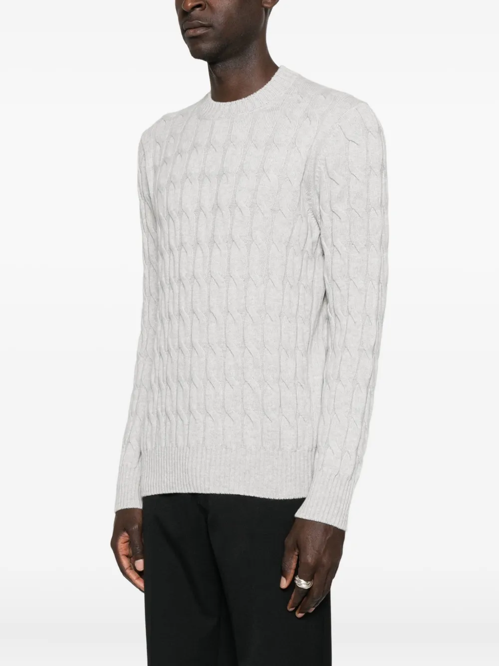 Giuuno Pullover Mit Zopfmuster In Gray