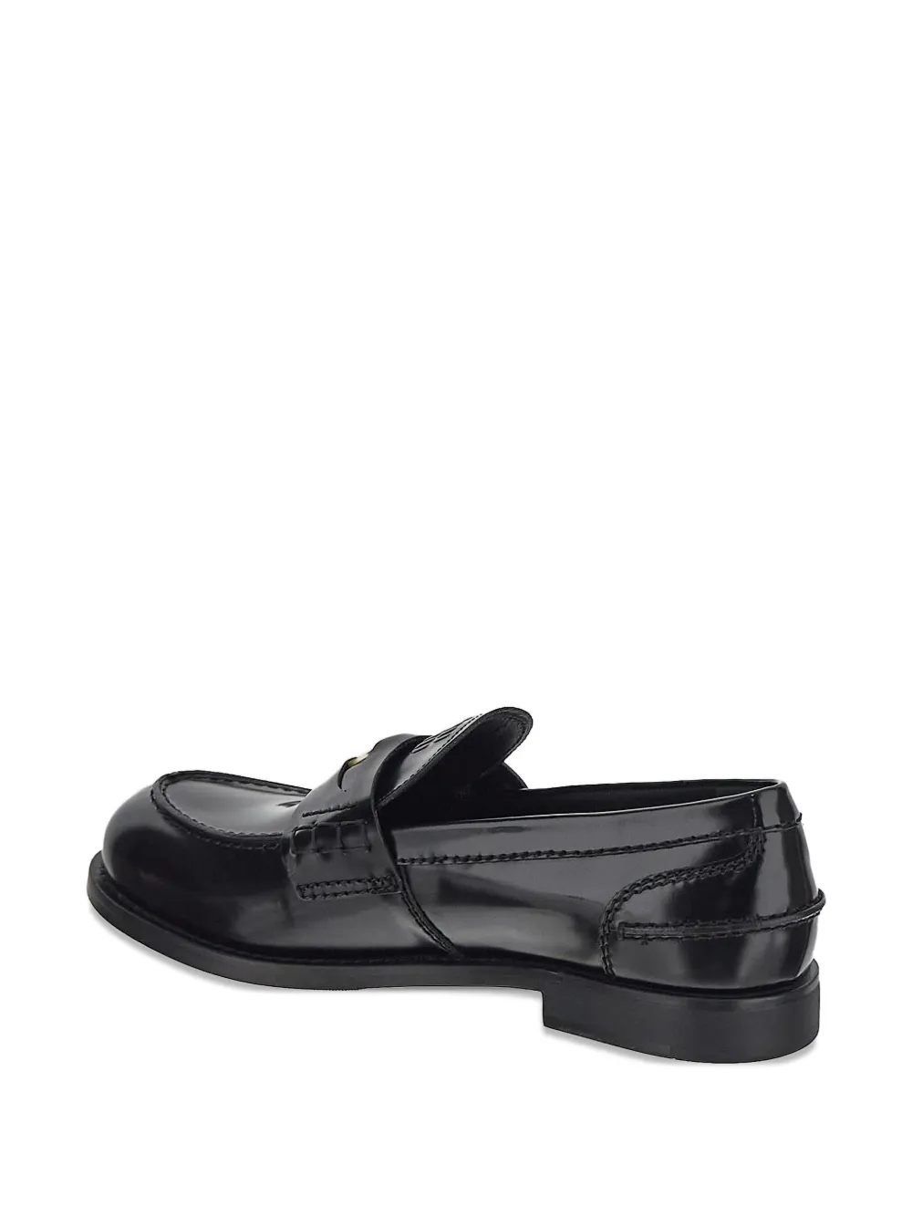 Miu Leren penny loafers Zwart
