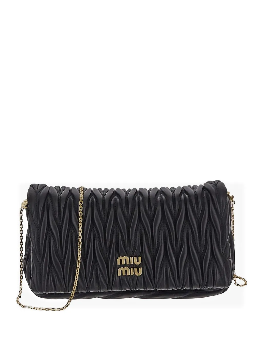 Miu matelassé chain crossbody bag Zwart