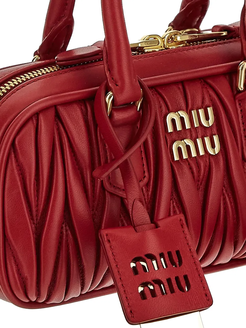 Miu Arcadie matelassé leren bucket-tas Rood
