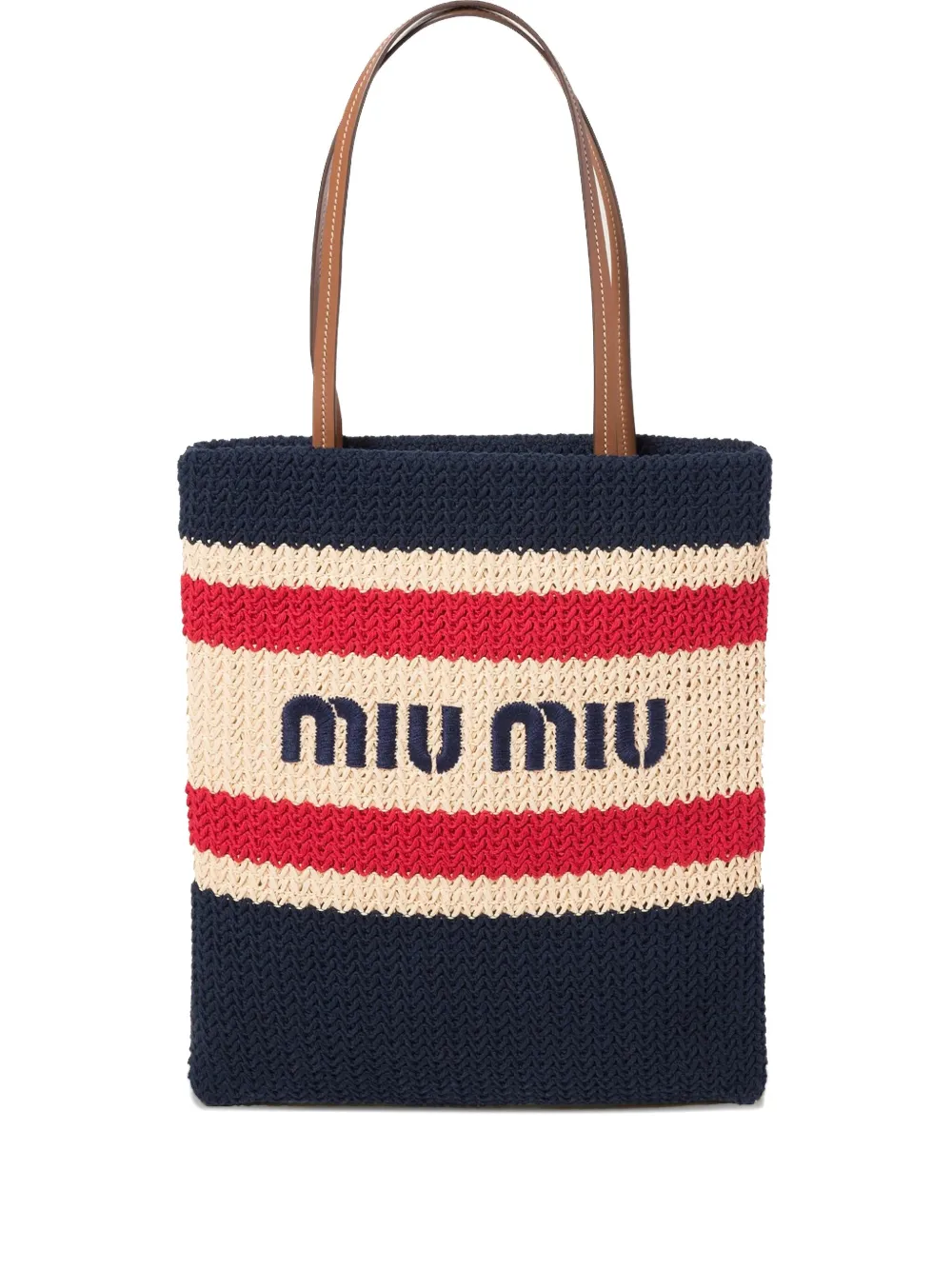 Miu Miu Borsa tote a righe - Blu
