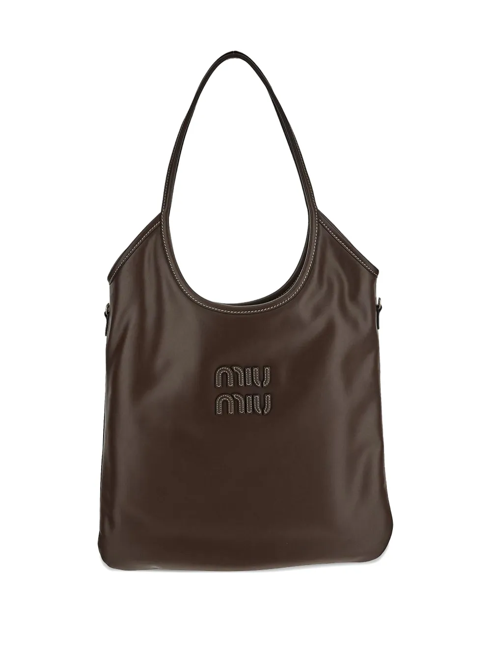 Miu Gewelfde shopper met logopatch F0002 BROWN