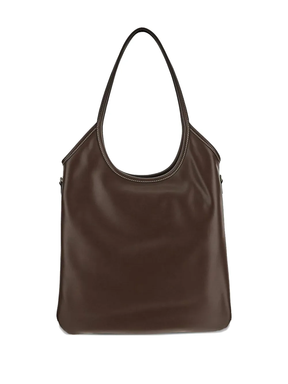 Miu Gewelfde shopper met logopatch F0002 BROWN
