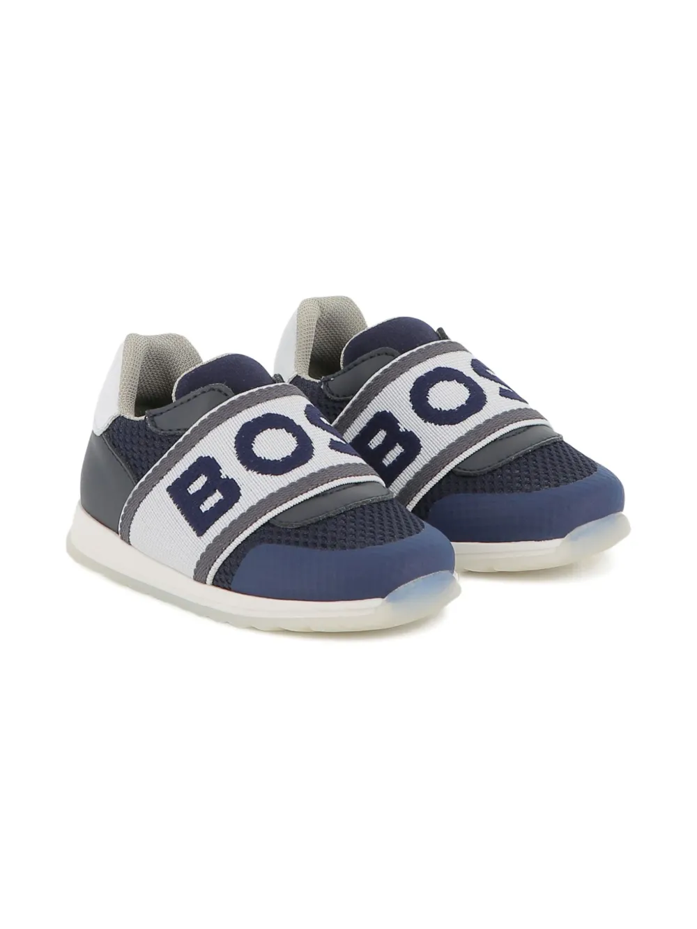 BOSS Kidswear logo-strap slip-on sneakers Grijs
