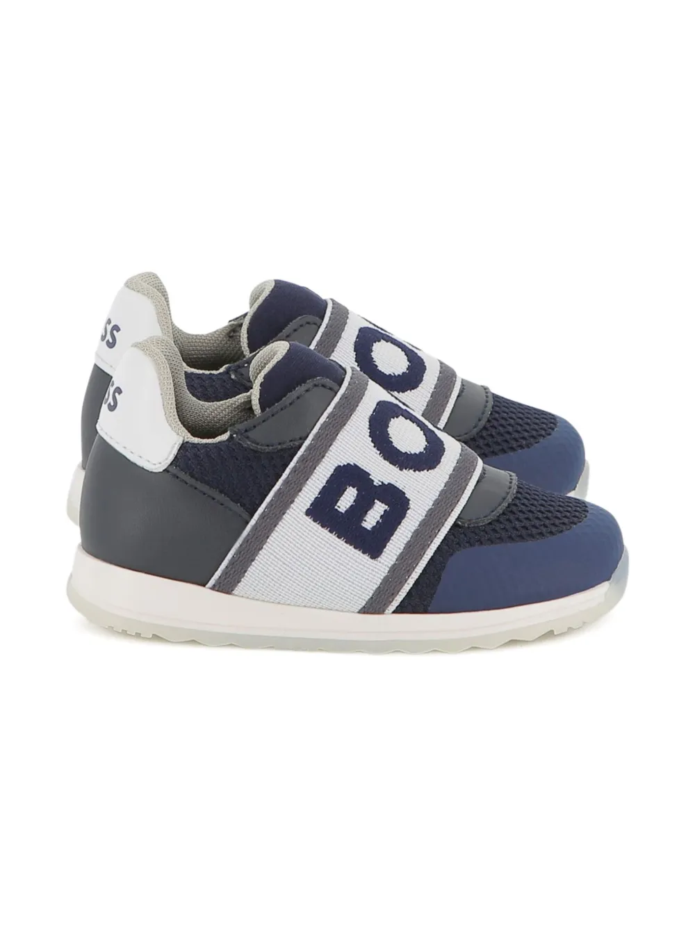BOSS Kidswear logo-strap slip-on sneakers Grijs