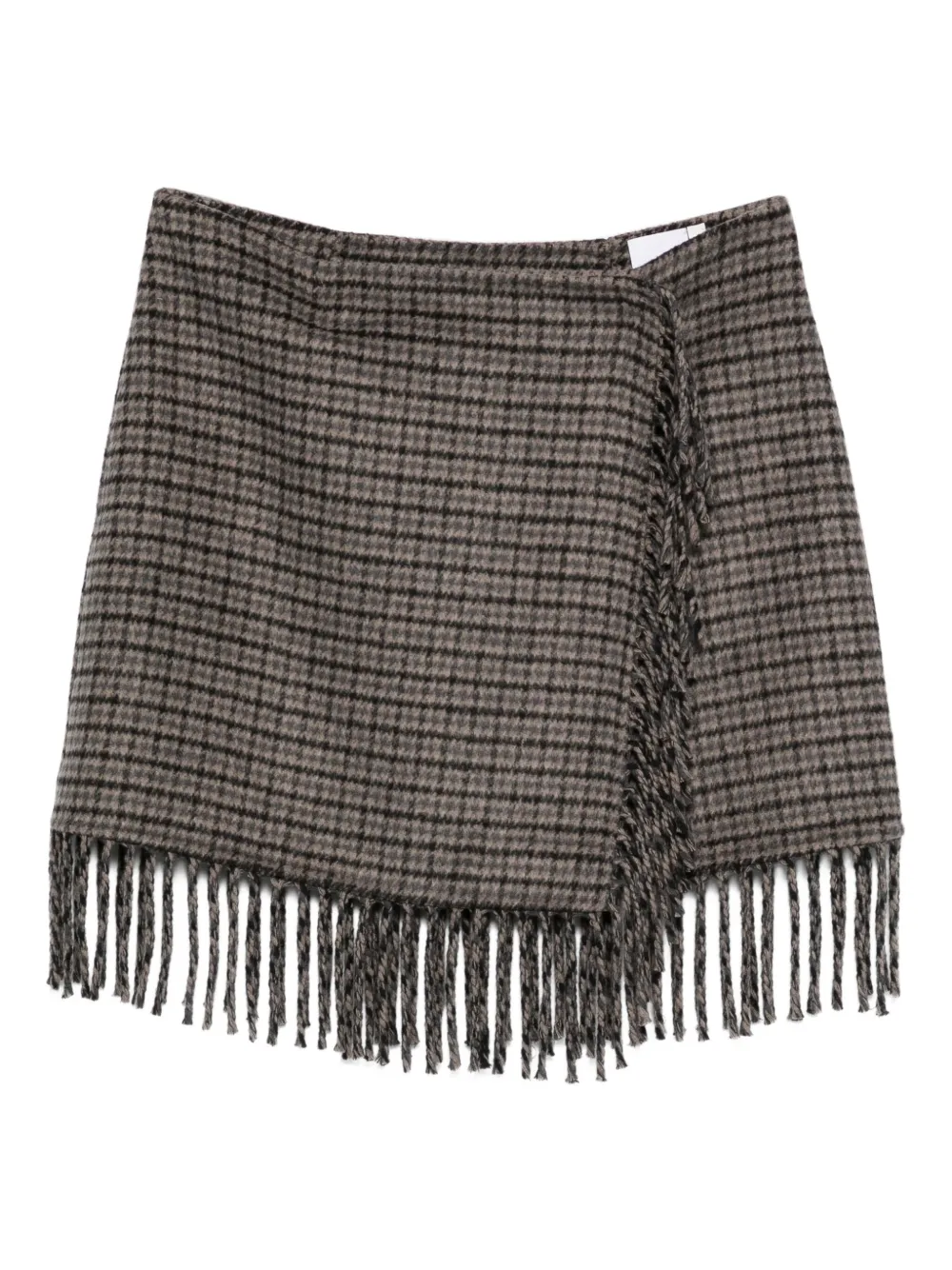 P.a.r.o.s.h Checked Fringe Skirt In Gray